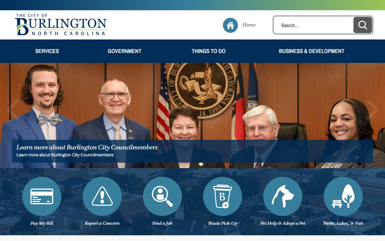 Burlington city government homepage for public records requests