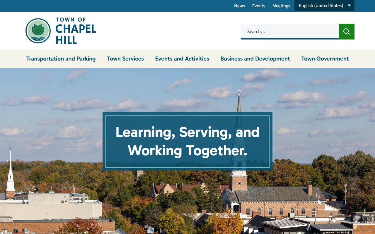 Chapel Hill town government homepage for public records access