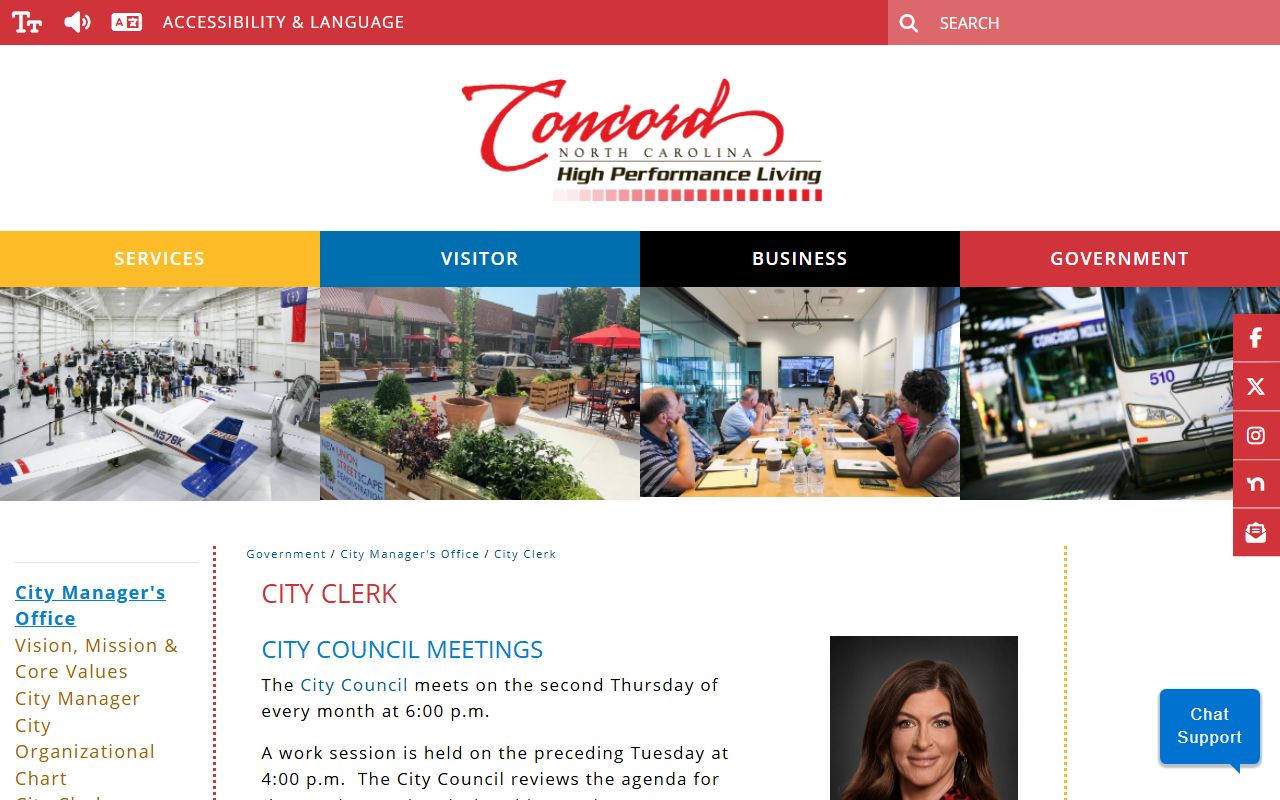 Concord City Clerk office page for public records