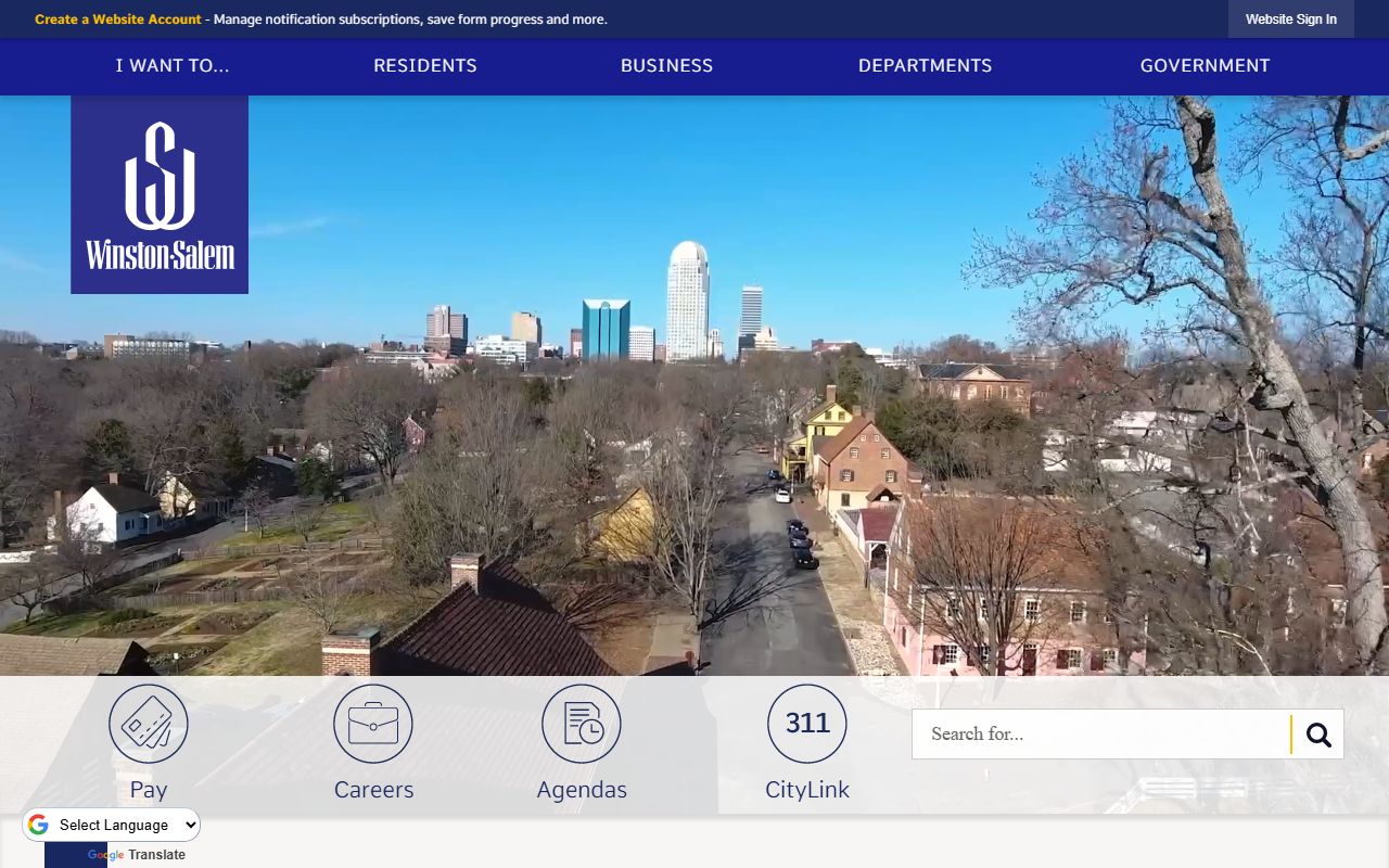 Winston-Salem city government homepage for public records