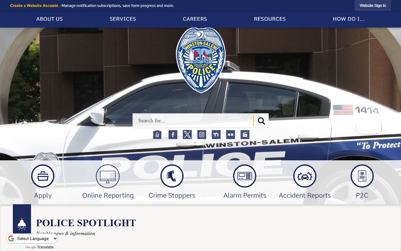 Winston-Salem Police Department page for public records requests