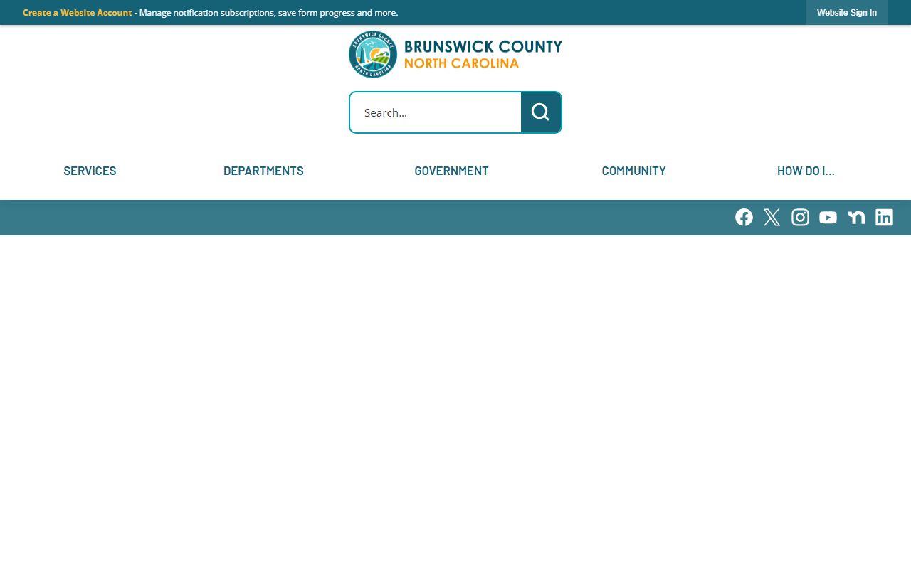 Brunswick County public records homepage in North Carolina