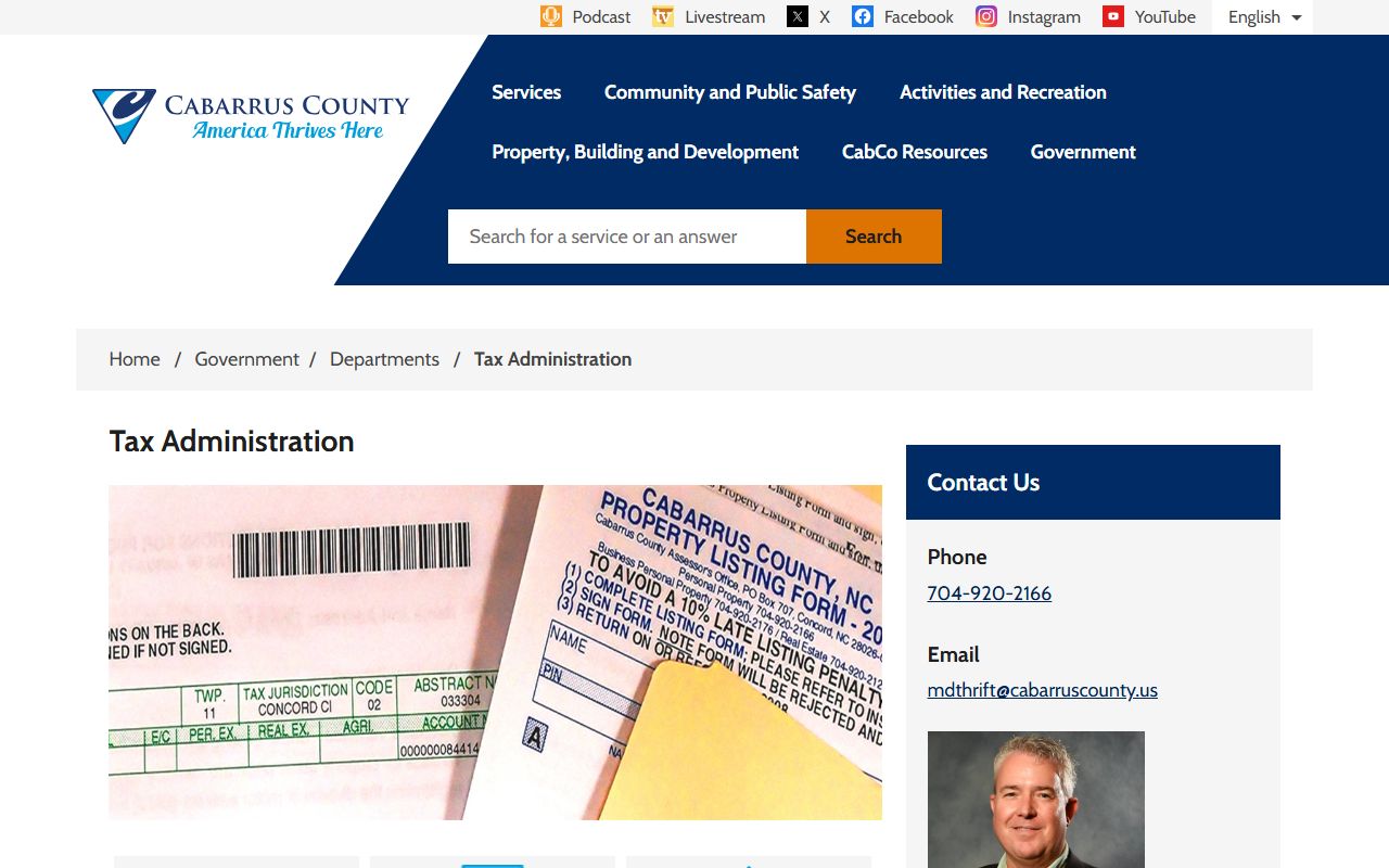 Cabarrus County tax administration public records in North Carolina