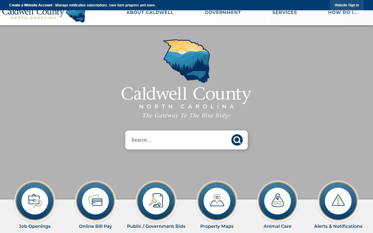 Caldwell County public records homepage in North Carolina
