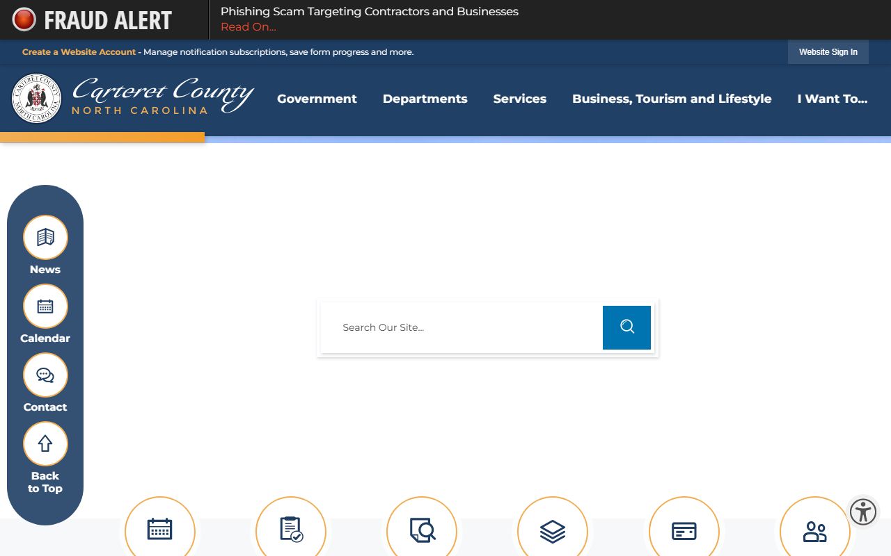 Carteret County public records homepage in North Carolina