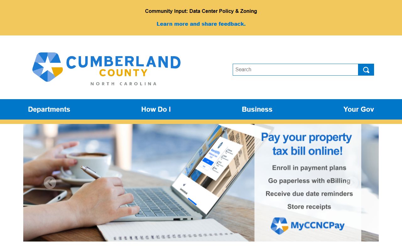 Cumberland County government homepage for public records in Fayetteville North Carolina