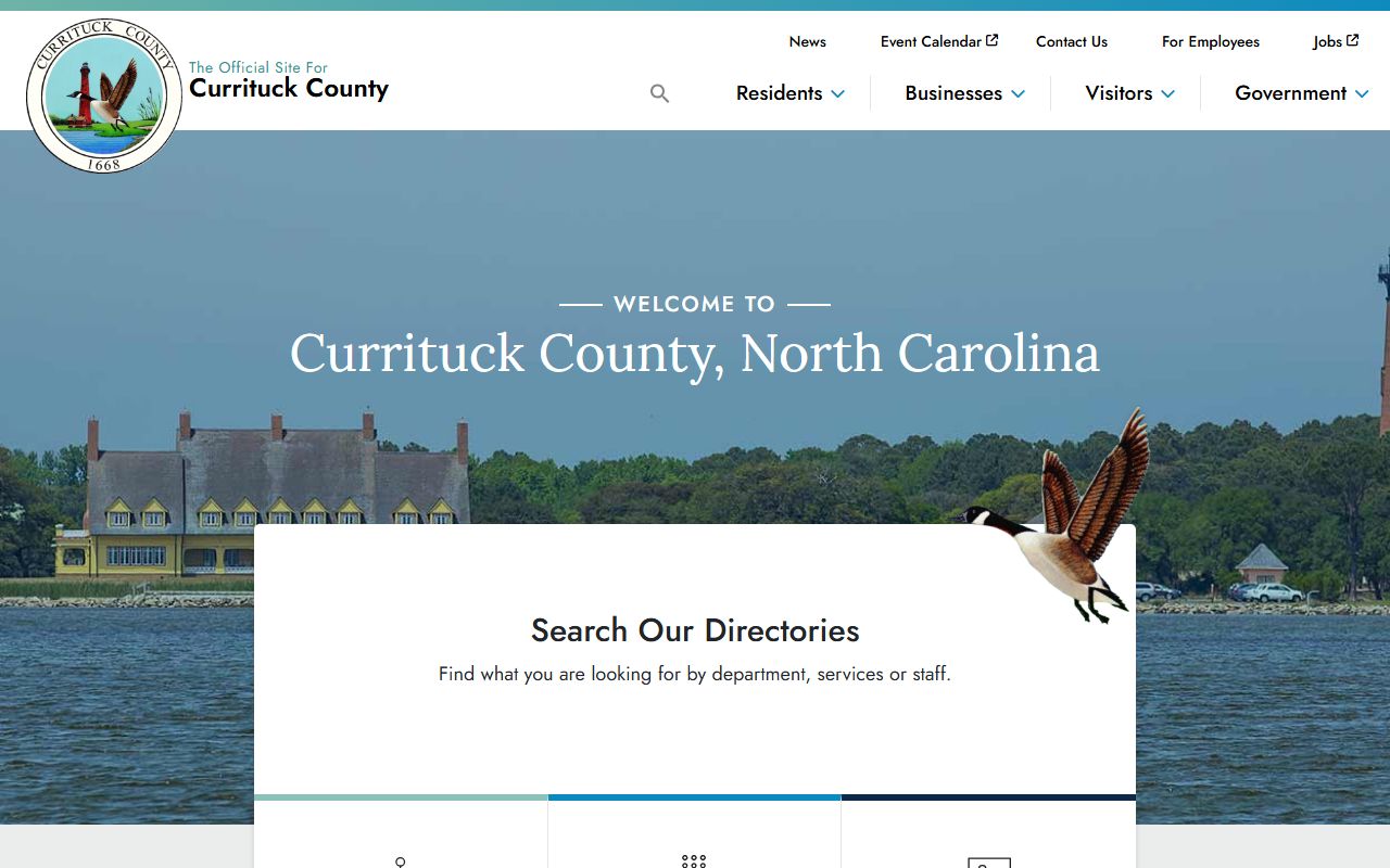 Currituck County government homepage for public records in North Carolina