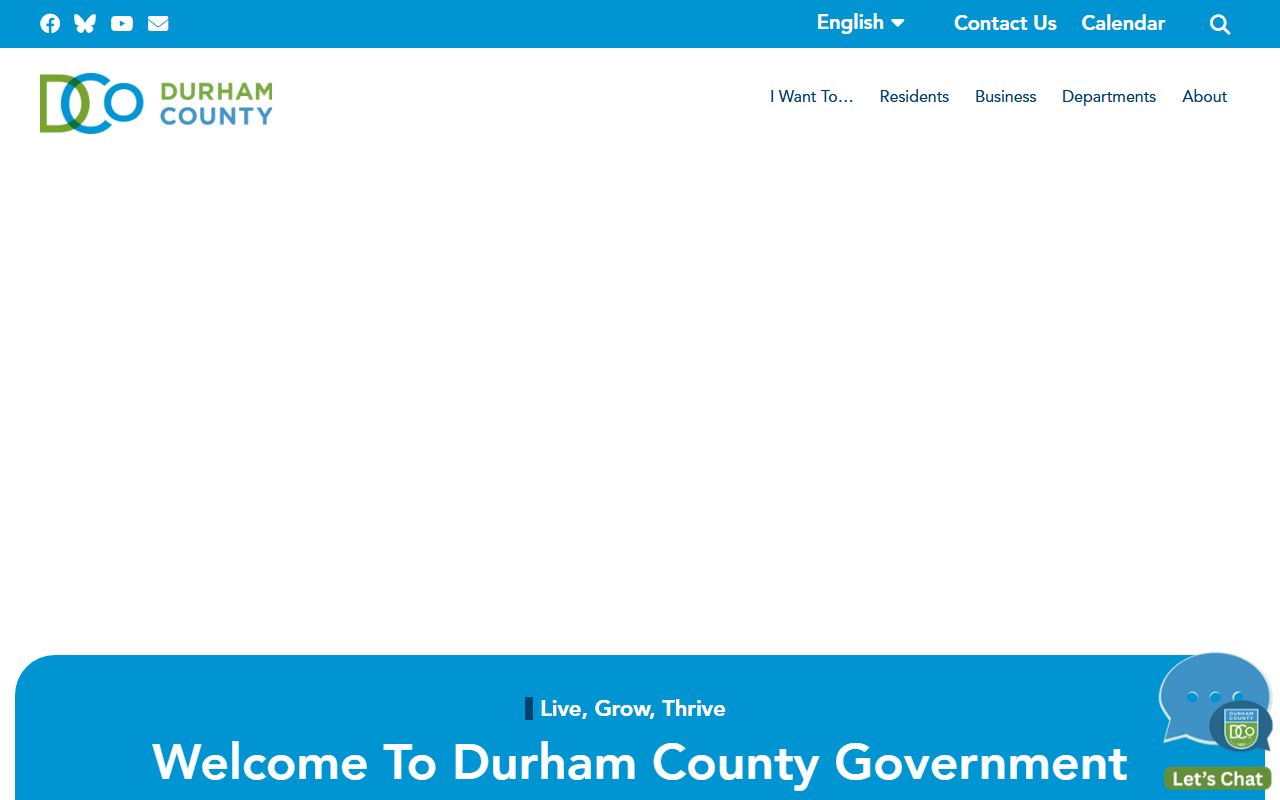 Durham County government homepage for public records in North Carolina
