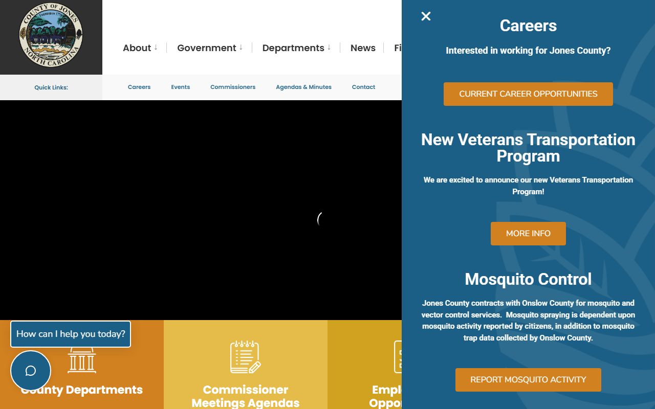 Jones County government homepage for public records access