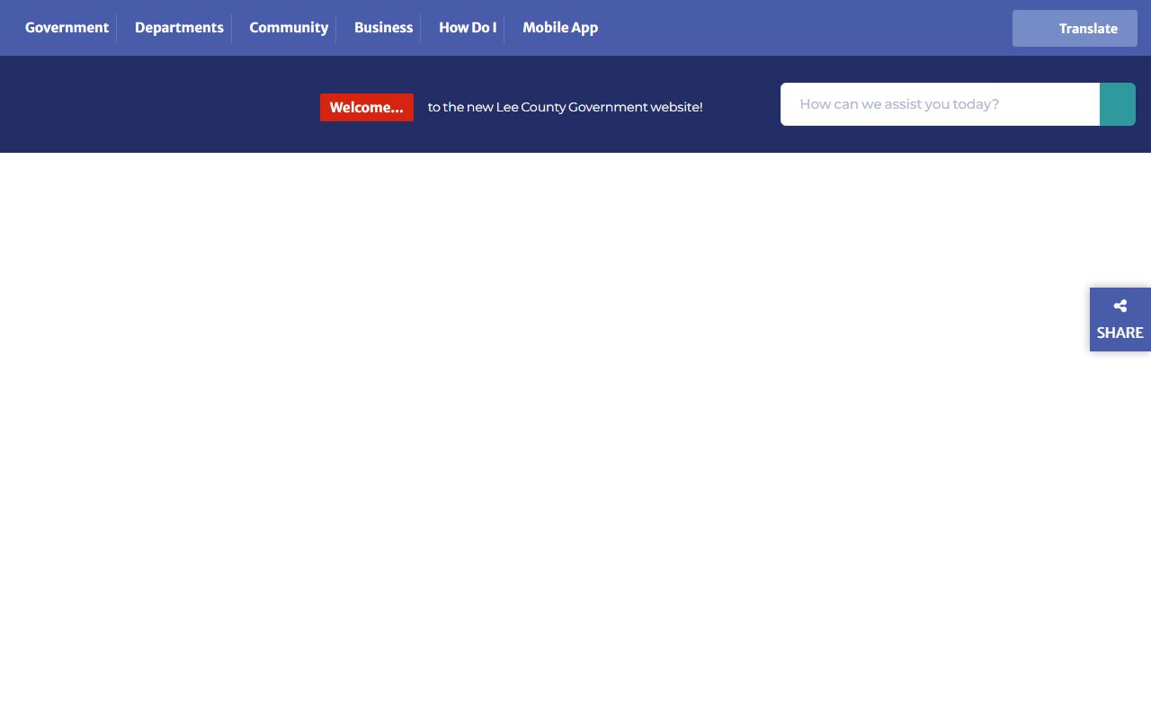 Lee County government homepage for public records and county services