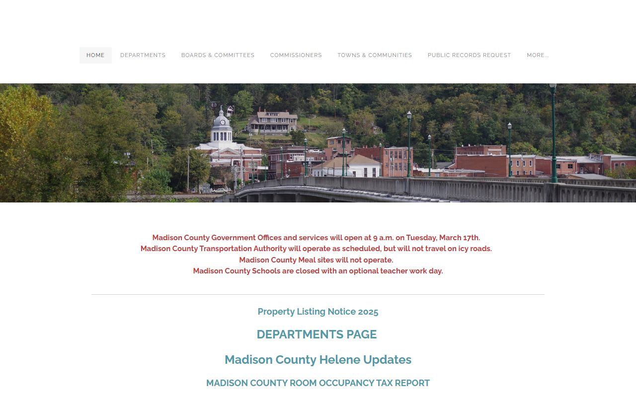 Madison County government homepage for accessing public records in Marshall