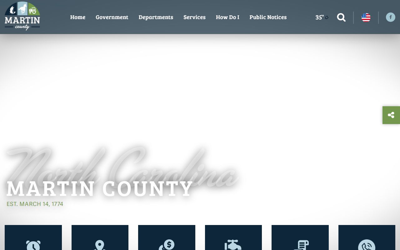 Martin County government homepage for public records in Williamston