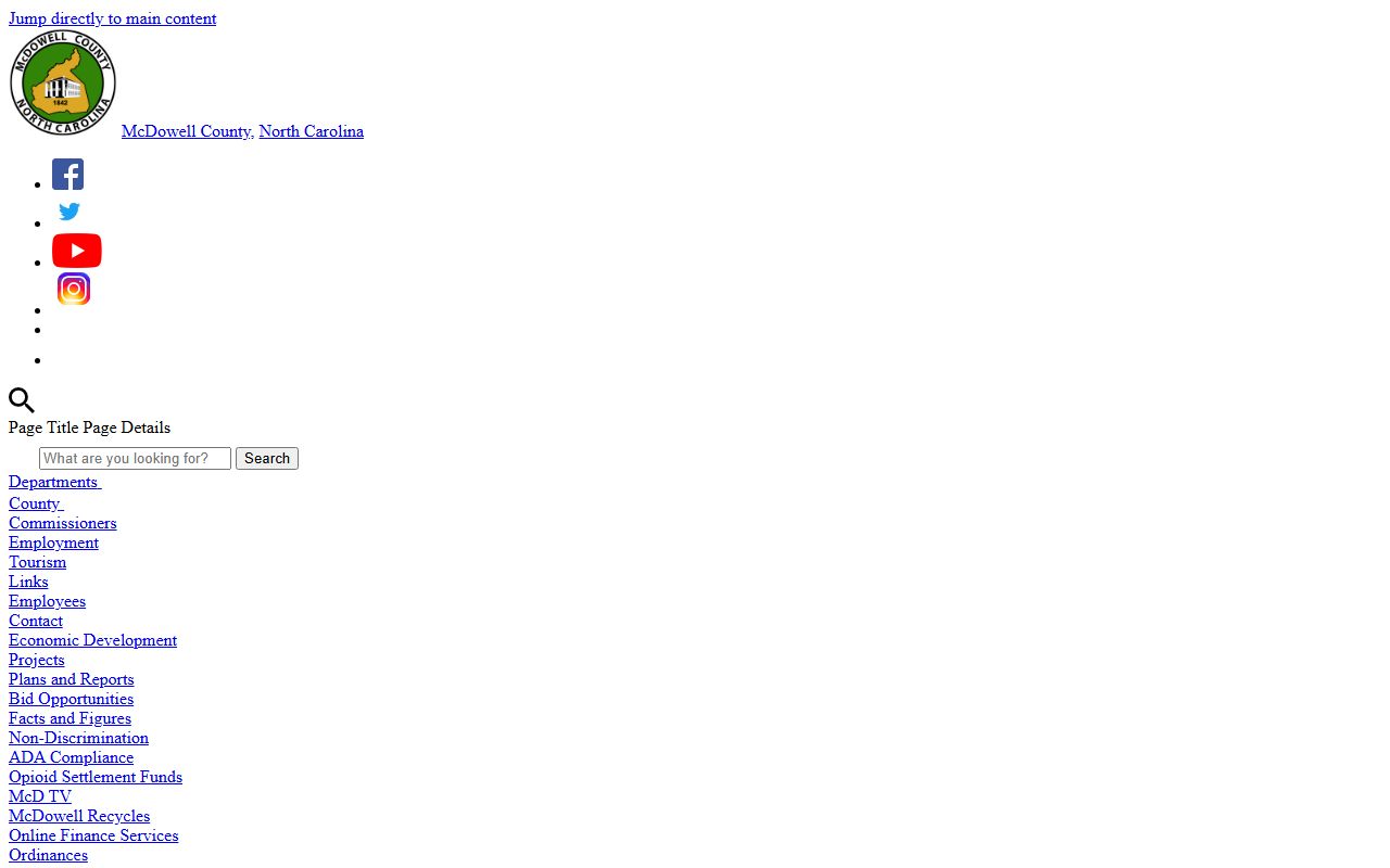 McDowell County government homepage for public records access in Marion
