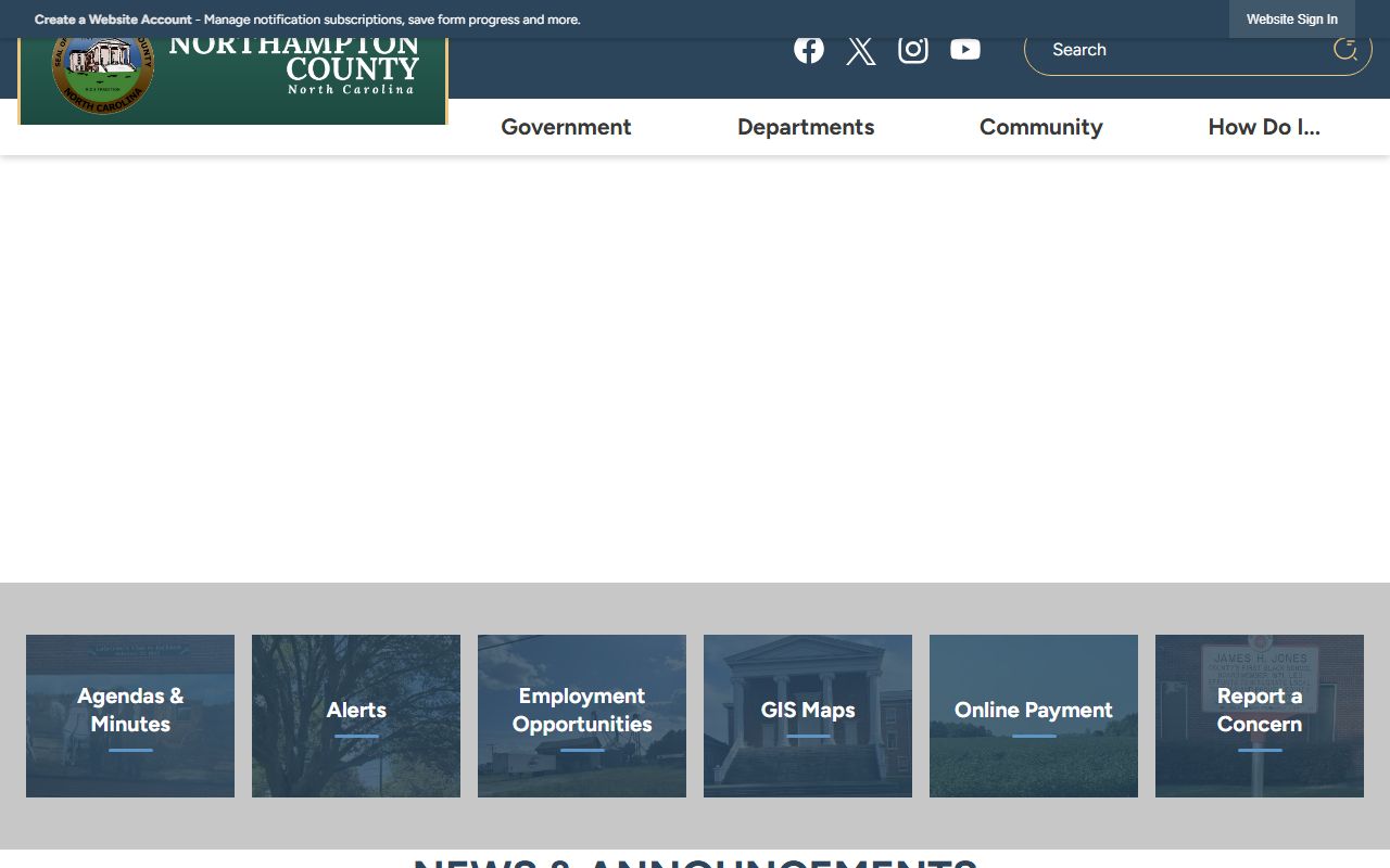 Northampton County government homepage for public records in Jackson