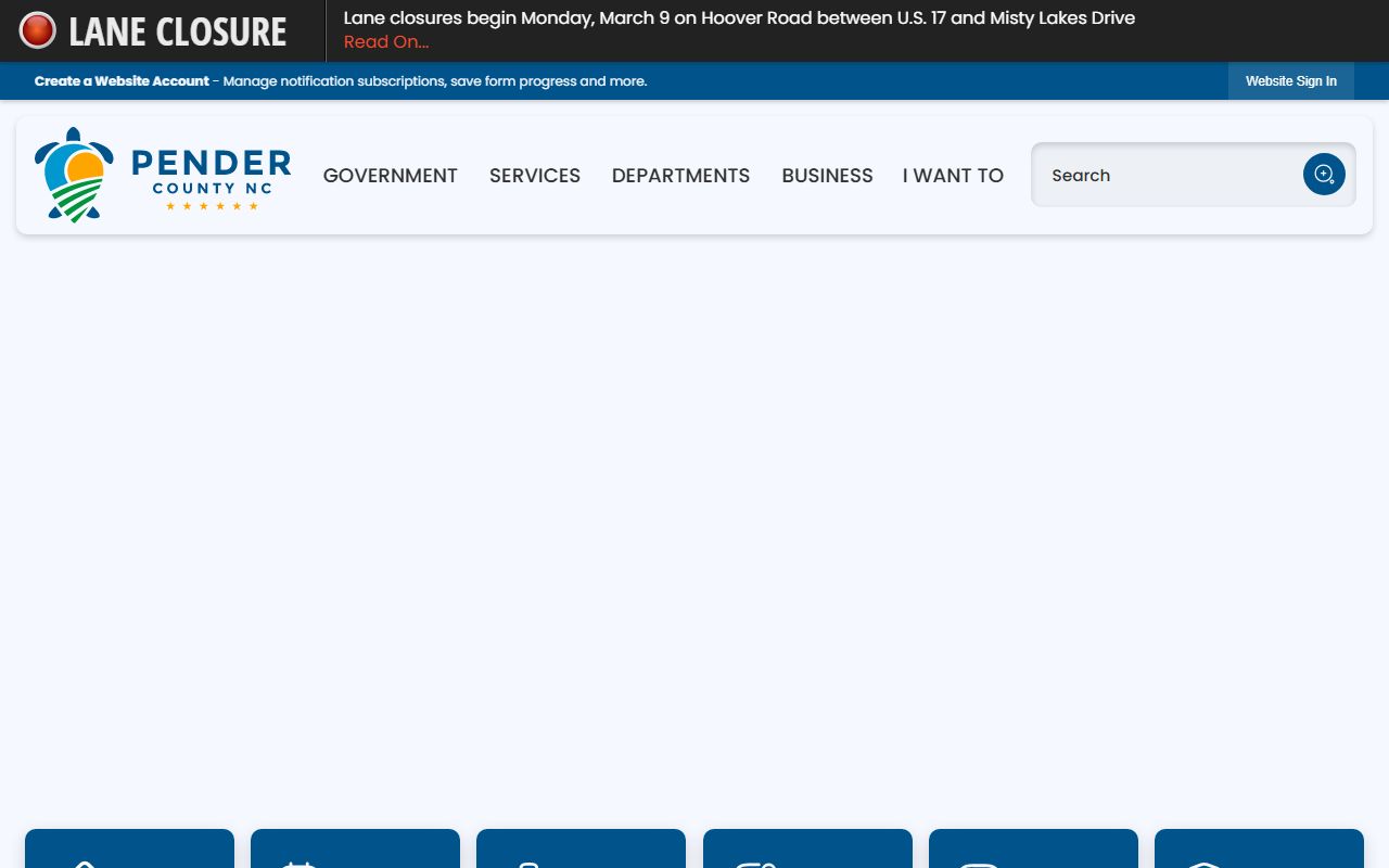 Pender County government homepage for public records in North Carolina