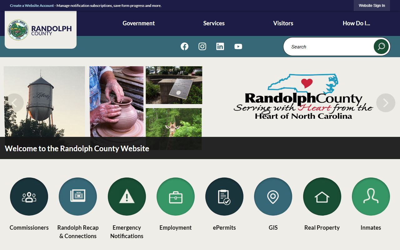 Randolph County government homepage for public records in North Carolina