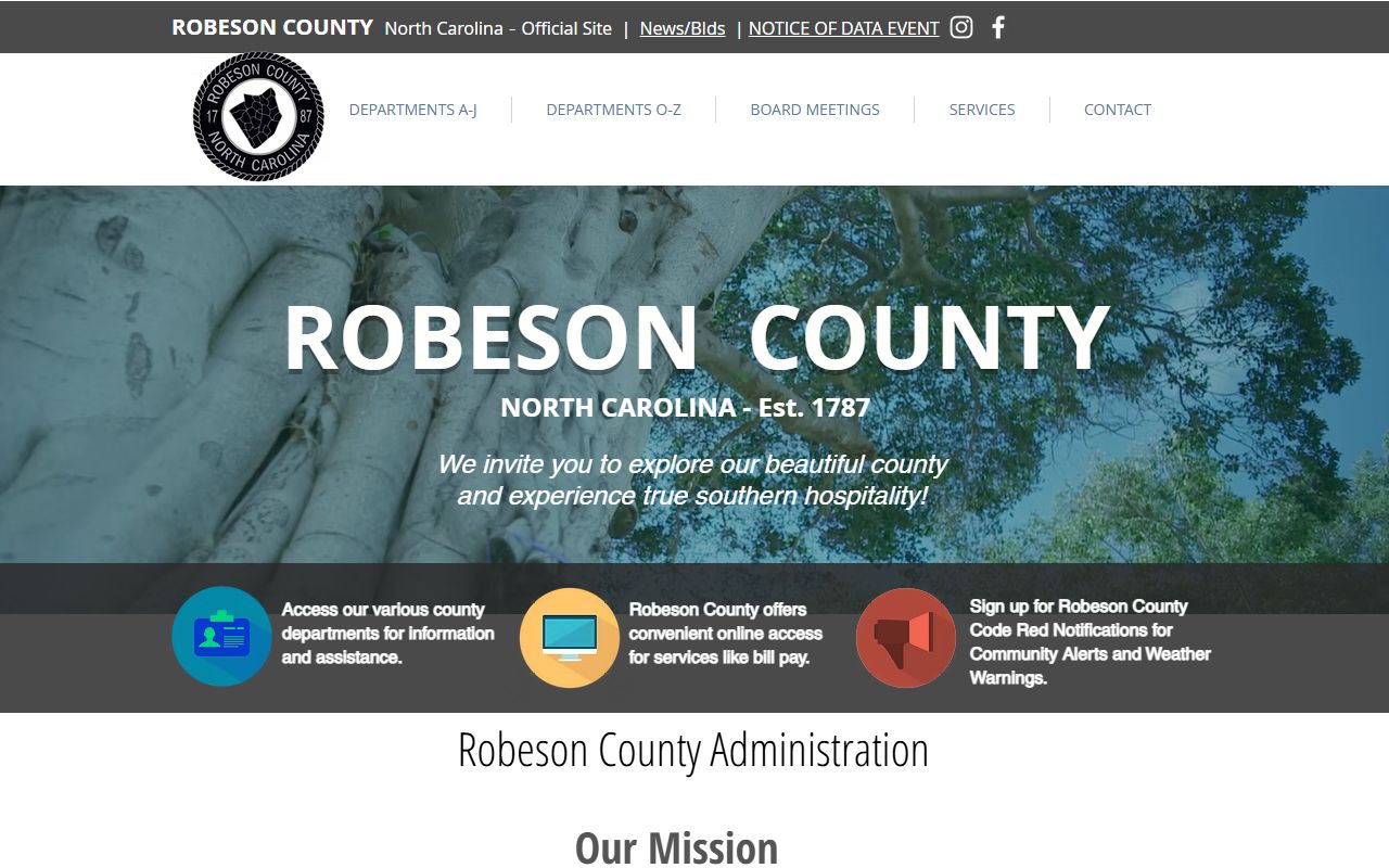 Robeson County Register of Deeds page for property public records