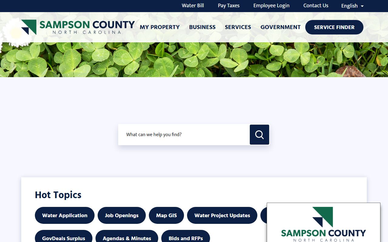 Sampson County government homepage for public records in North Carolina