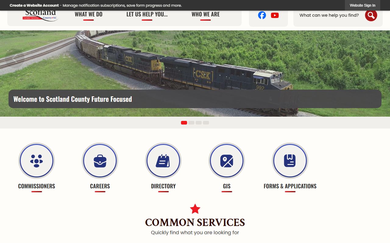 Scotland County government homepage for public records in North Carolina