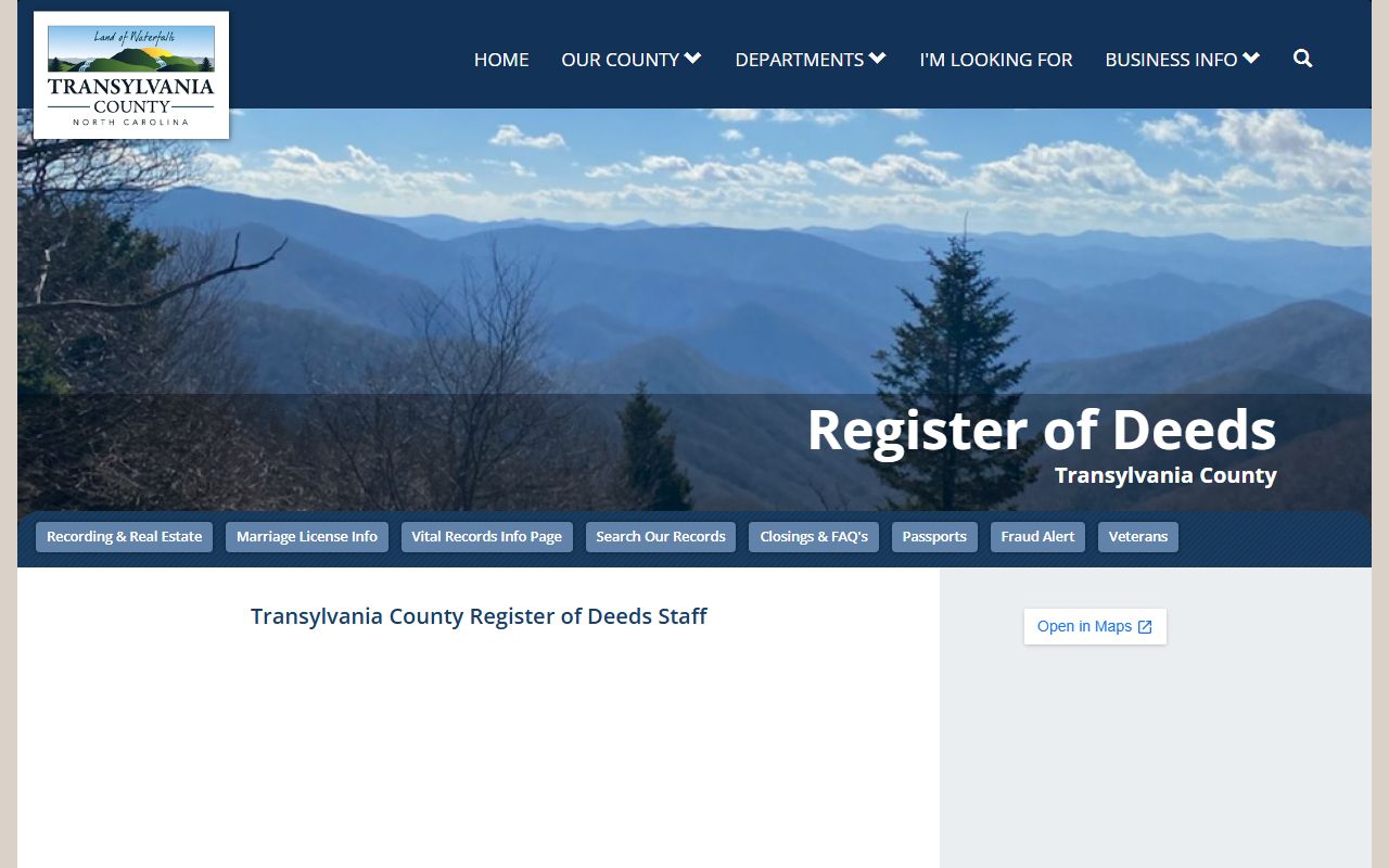 Transylvania County Register of Deeds search portal