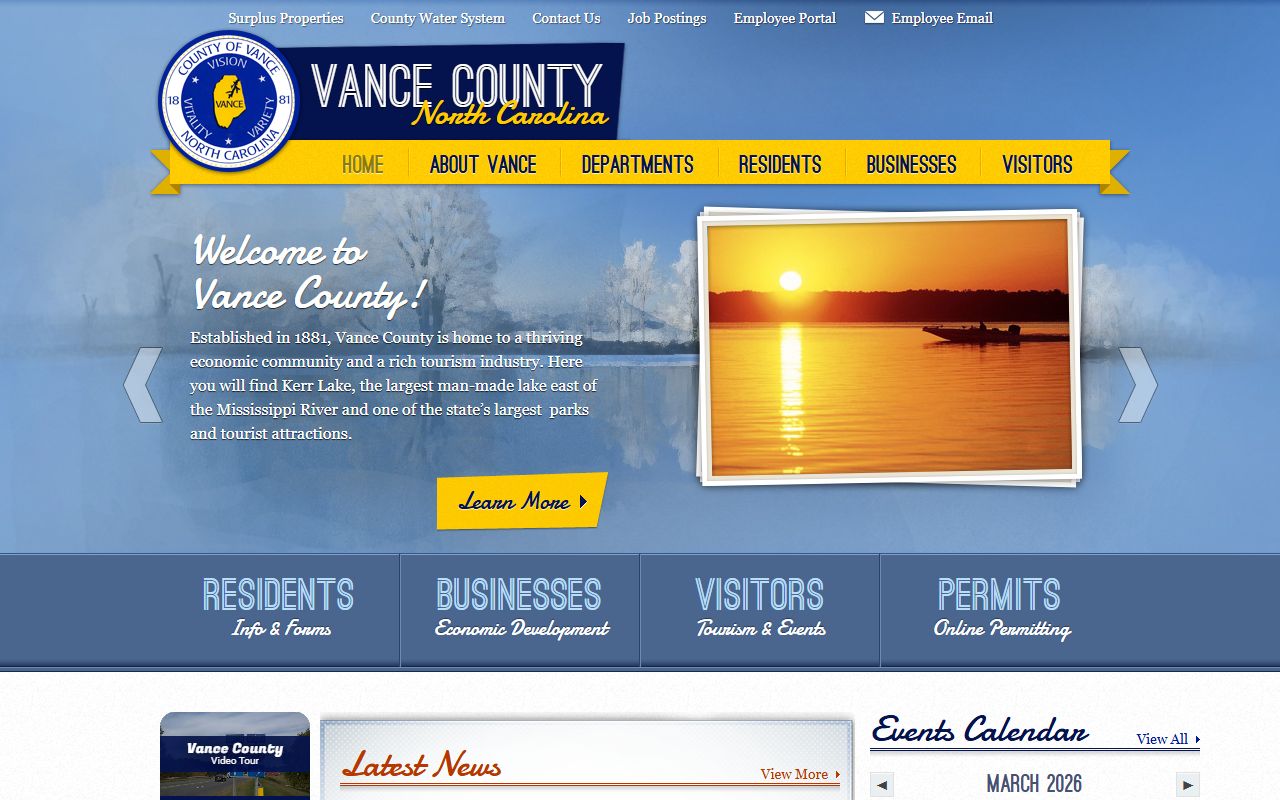 Vance County government homepage for public records