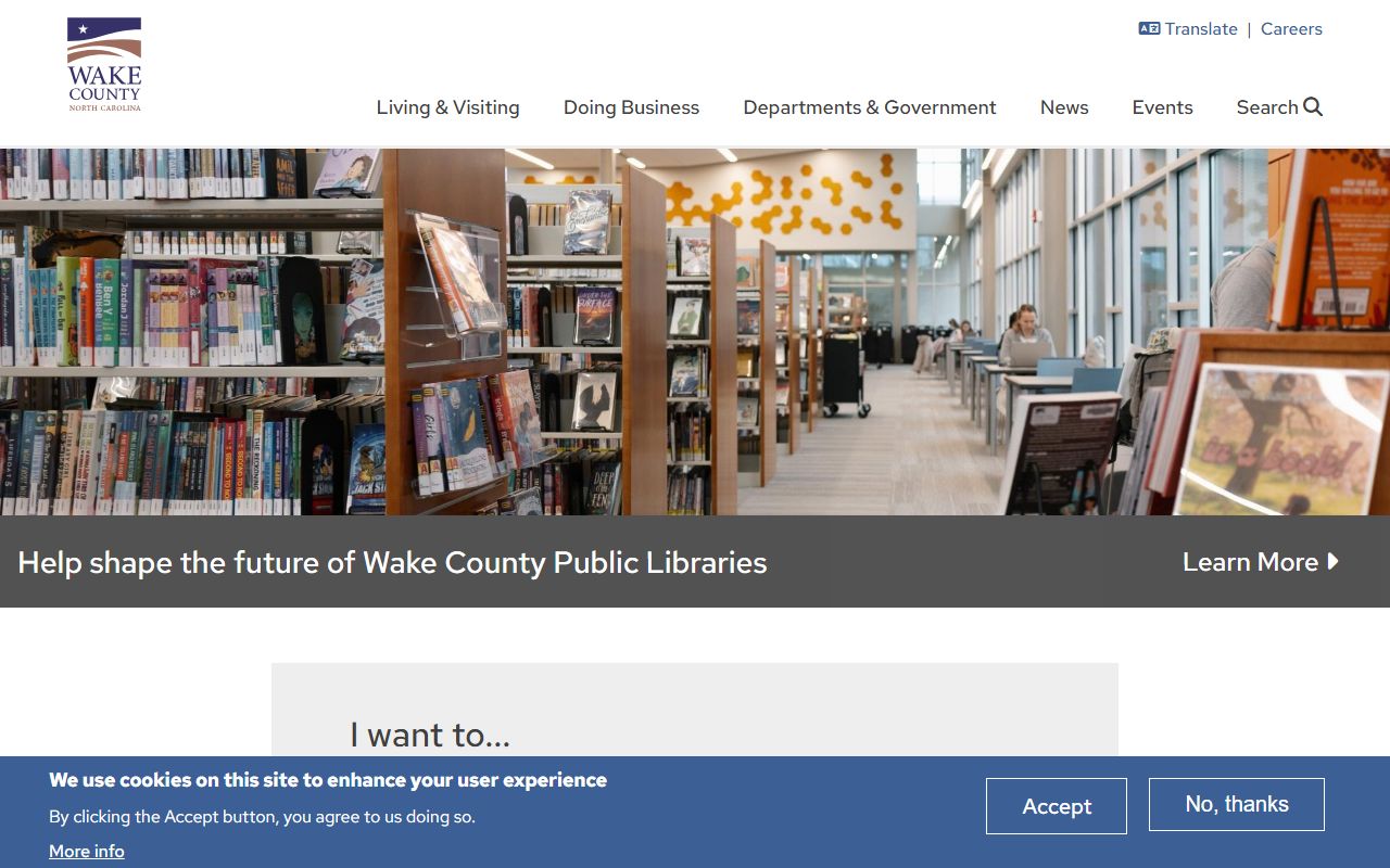 Wake County government homepage for public records access
