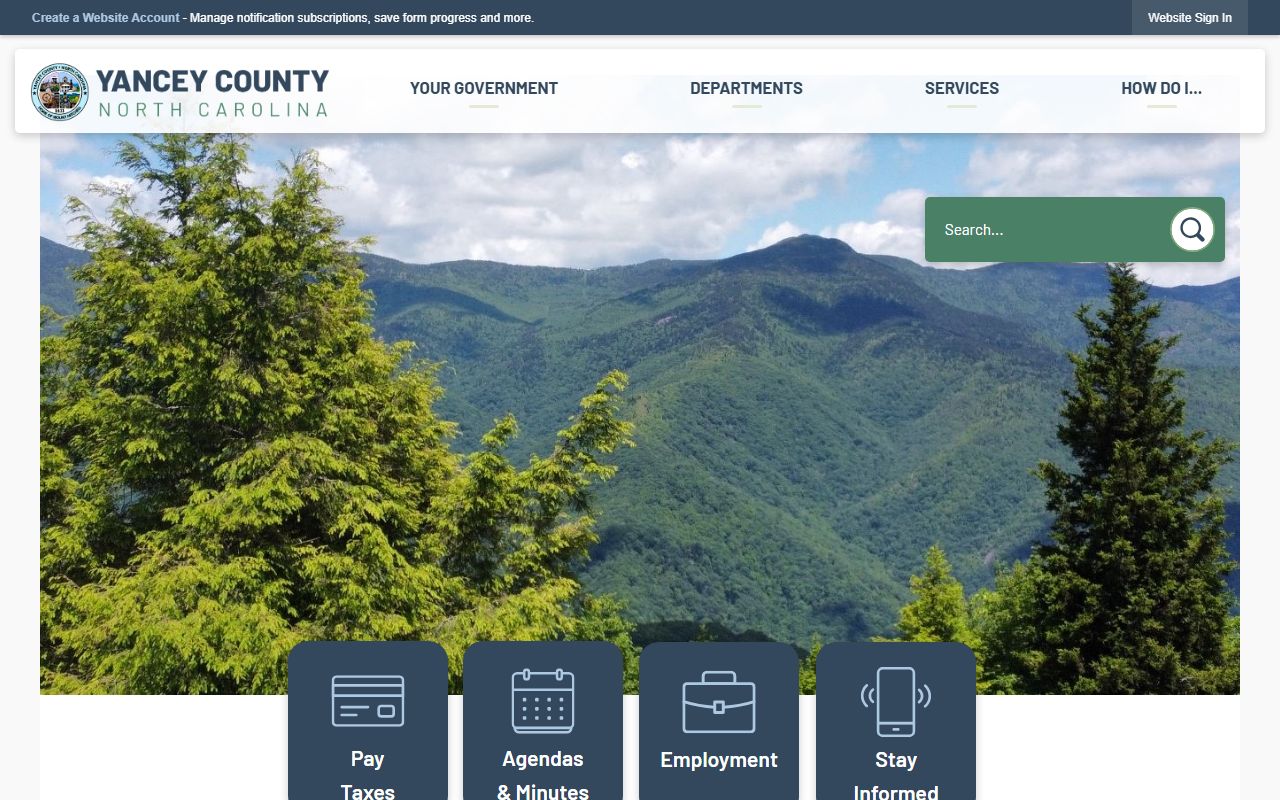 Yancey County government homepage for public records access