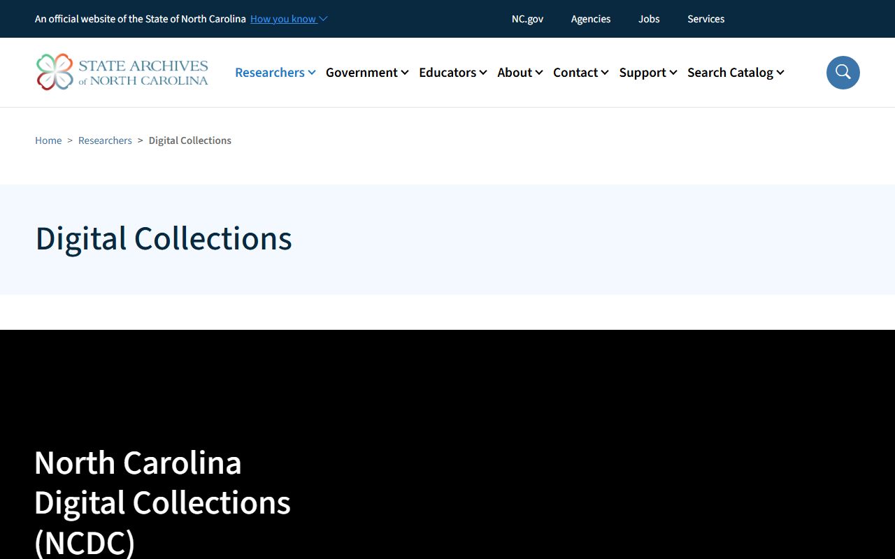 North Carolina State Archives digital collections for public records