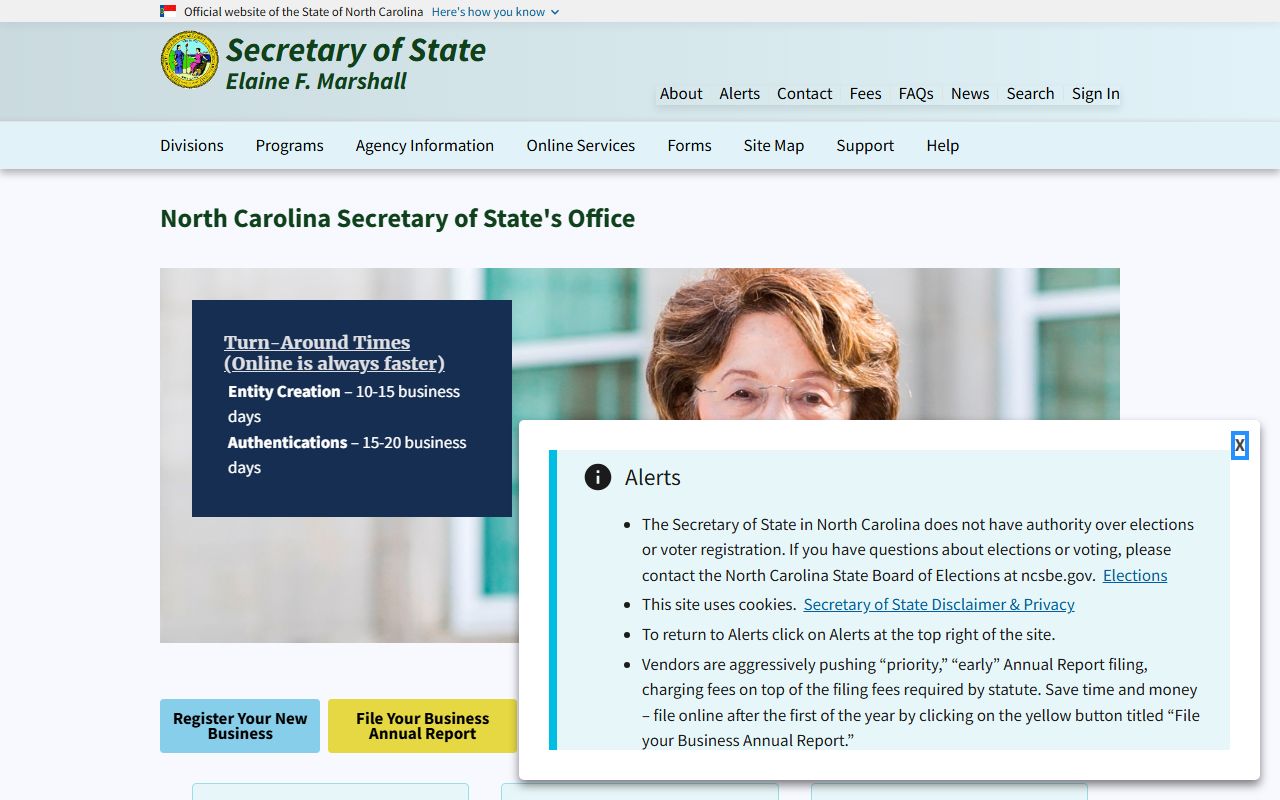 North Carolina Secretary of State office for business public records