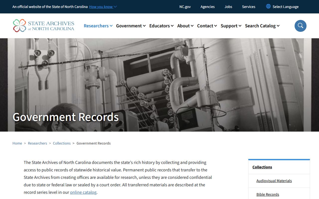 North Carolina State Archives government records for Buncombe County public records