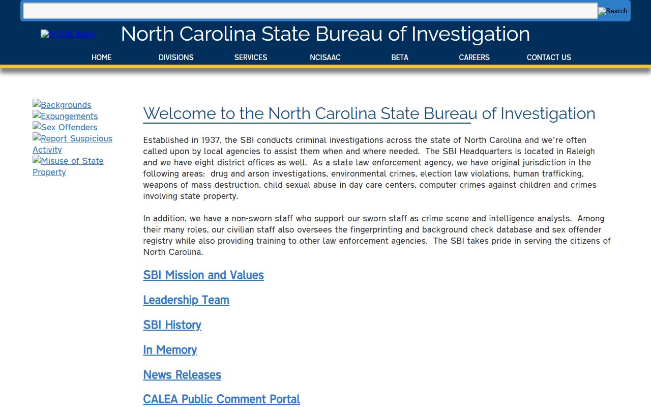 North Carolina State Bureau of Investigation public records